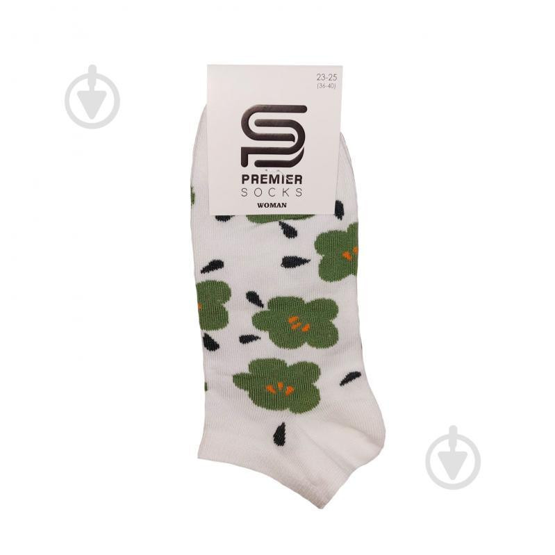 Premier Socks Шкарпетки жіночі  з великими квітами р.23-25 білий із хакі - зображення 1