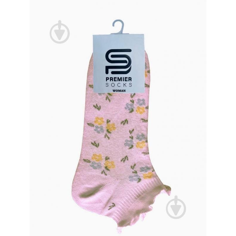 Premier Socks Шкарпетки жіночі  дрібні квіти з рюшем на резинці р.23-25 світло-рожевий - зображення 1