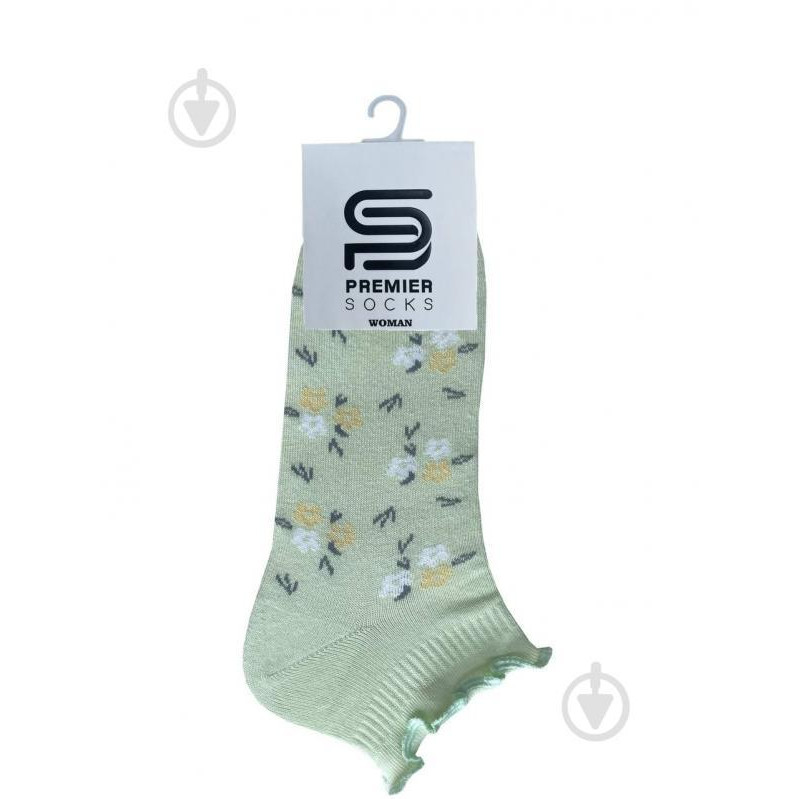 Premier Socks Шкарпетки жіночі  дрібні квіти з рюшем на резинці р.23-25 оливковий - зображення 1