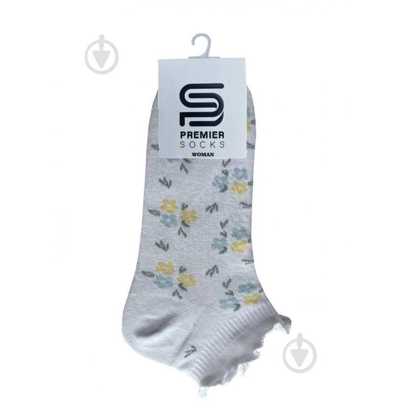 Premier Socks Шкарпетки жіночі  дрібні квіти з рюшем на резинці р.23-25 білий - зображення 1