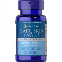   Puritan's Pride Hair Skin and Nails One Per Day Formula, 30 капсул