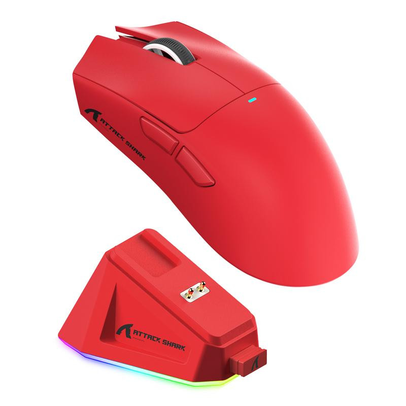 ATTACK SHARK X11 Wireless Gaming Mouse with Charging Dock Red - зображення 1