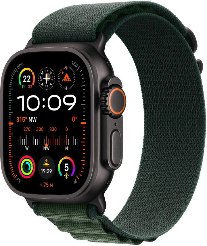 Apple Watch Ultra 2 GPS + Cellular 49mm Black Titan. Case w. Dark Green Alpine Loop - Small (MX4Q3) - зображення 1