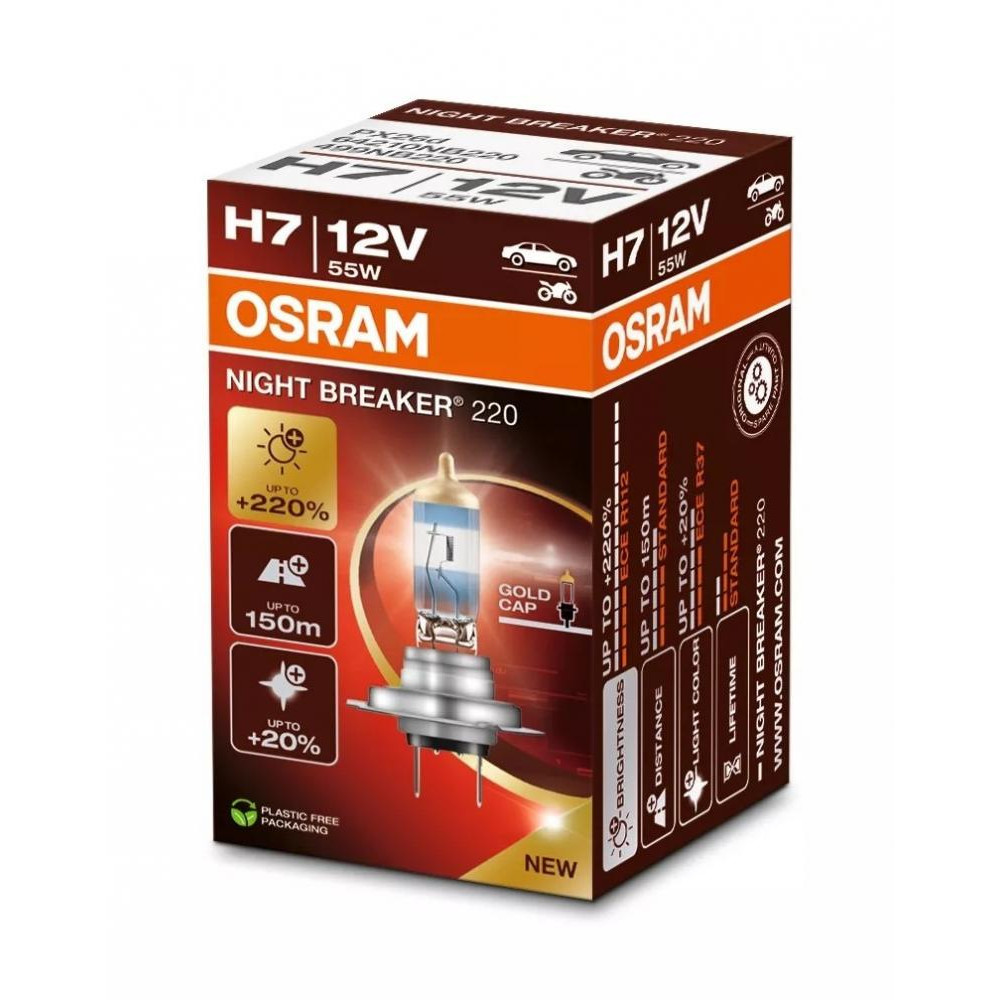 Osram H7 BREAKER +220% 55W 12V PX26d NIGHT (64210NB220-FS) - зображення 1