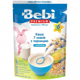   Bebi Premium Каша молочная 7 злаков с черникой, 200 г