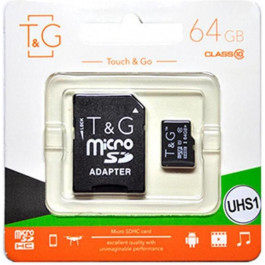   T&G 64 GB microSDXC Class 10 UHS-I (U1) + SD-adapter  TG-64GBSDCL10-01