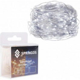   Springos на батарейках 0.9 м 10 LED CL0002 Cold White