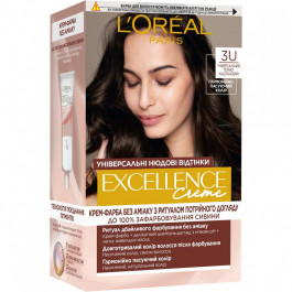   L'Oreal Paris Стійка крем-фарба для волосся  Excellence Creme Universal Nudes 3U Універсальний темно-каштановий 19