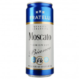   Fratelli Напиток винный  Москато Бьянко,  Moscato Bianco игристое полусладкое 0,33 л 10,5-12,5% (482000172957