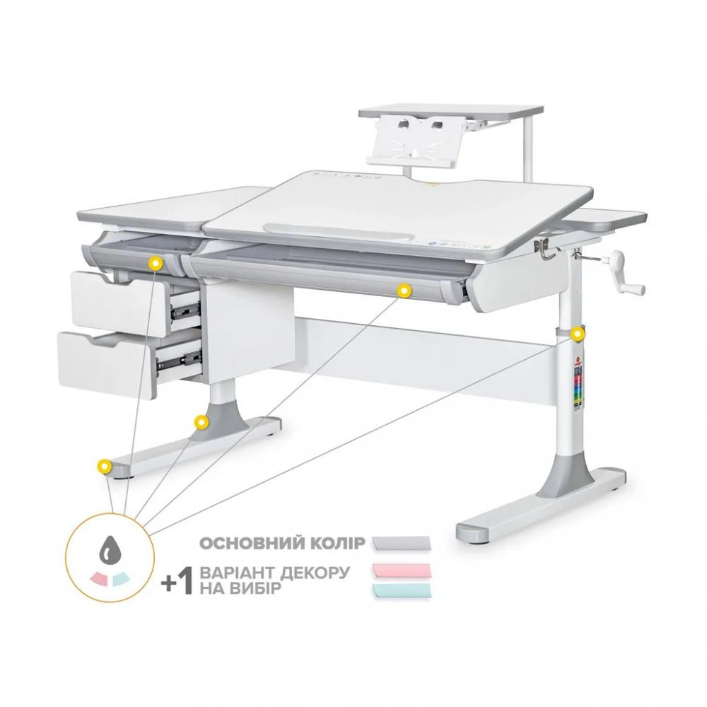 Mealux Стіл Hamilton Multicolor G з полицею S-50 (BD-680 W/G MC + S50 WG) - зображення 1