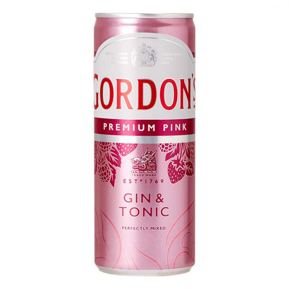 Gordon's Напій слабоалкогольний &#039;s Pink Gin & Tonic з/б, 0,25 л, 5% (878965) (5000289929936) - зображення 1