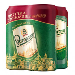   Staropramen Пиво  світле, 4,2%, 4 ж/б по 0,5 л (369761) (4820034921883)