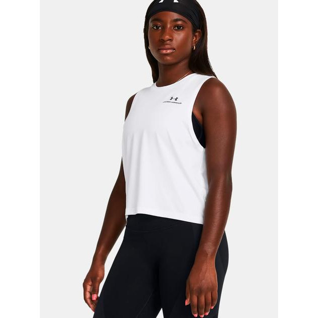 Under Armour Спортивна майка жіноча  Rush Energy Crop Tank 1383654-100 L Біла (196885357909) - зображення 1