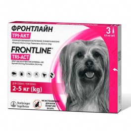   Frontline Капли противопаразитарные   TRI-ACT для собак 2-5 кг (XS) 3х0.5 мл (2000981146931 / 3661103046790)