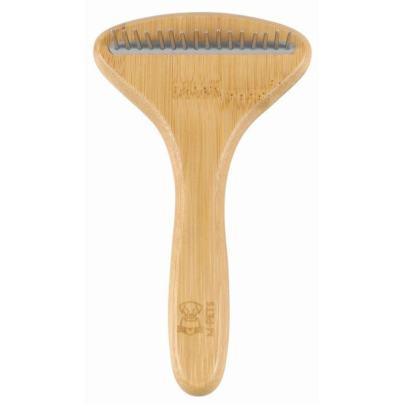 M-Pets (м-Петс) Bamboo Rake Comb with Rotating Teeth - Гребінець з зубами, що обертаються з бамбука для соб - зображення 1