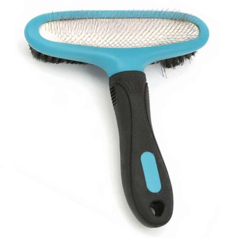 M-Pets (м-Петс) Double - Sided Slicker Brush - Щітка-пуходерка двостороння для собак 15x17 см (10105799) - зображення 1