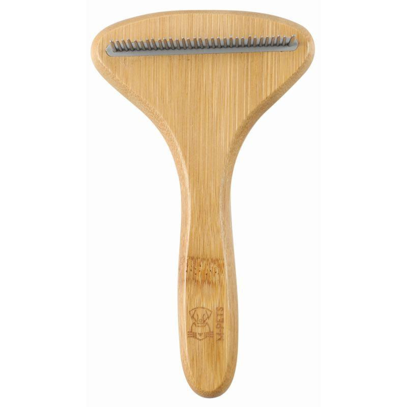 M-Pets (м-Петс) Bamboo Rake Comb with Rotating Teeth - Гребінець з зубами, що обертаються, з бамбука для со - зображення 1