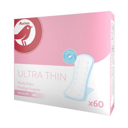 Auchan Прокладки ежедневные  UltraSoft Ultra Thin Regular, 60 шт. (3245678667736) - зображення 1