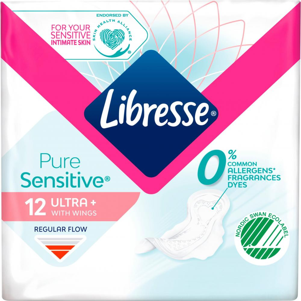 Libresse Гігієнічні прокладки  Pure Sensitive Ultra+ Нормал 12 шт (7322541161747) - зображення 1