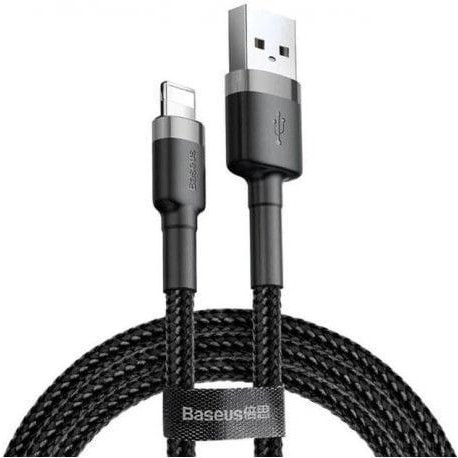 Baseus cafule Cable USB For lightning 2.4A 0.5M Gray/Black (CALKLF-AG1) - зображення 1