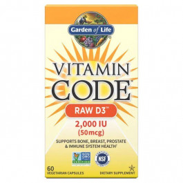   Garden of Life Vitamin Code Raw Vitamin D3 50 mcg, 60 вегакапсул