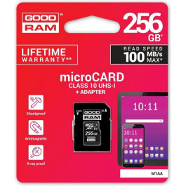   GOODRAM 256 GB microSDXC class 10 UHS-I + SD Adapter M1AA-2560R12