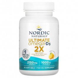   Nordic Naturals БАД Риб&#039;ячий жир, Ultimate Omega 2X, , лимон, 2150 мг, 60 гелевих капсул