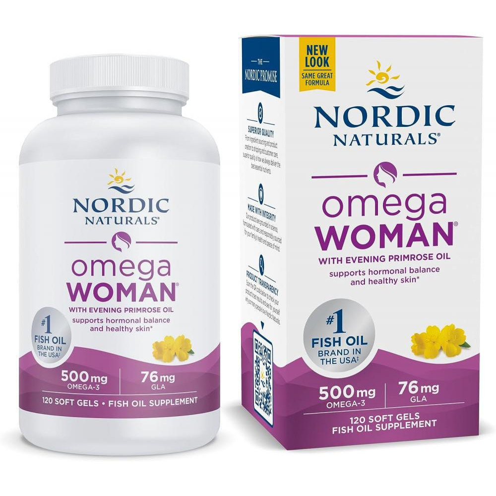 Nordic Naturals Омега-3 + вечірня примула для жінок (лимон) Omega With Evening Primrose  830 мг 120 капсул - зображення 1