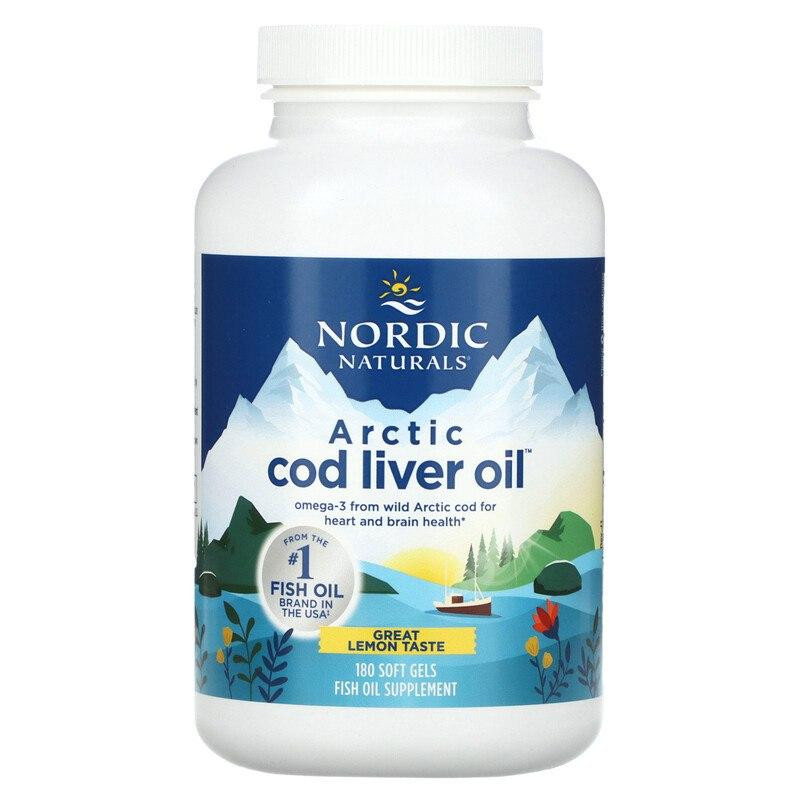 Nordic Naturals БАД Риб&#039;ячий жир з печінки тріски, Cod Liver Oil, , лимон, арктичний, 1000 мг, 180 капсул - зображення 1