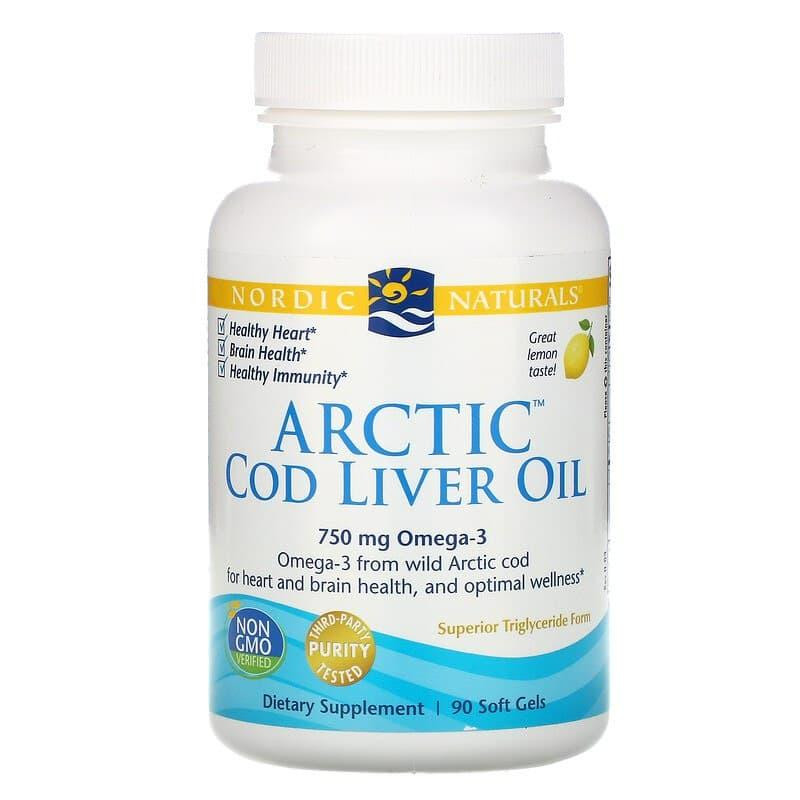 Nordic Naturals БАД Риб&#039;ячий жир з печінки тріски, Cod Liver Oil, , лимон, арктичний, 1000 мг, 90 капсул - зображення 1