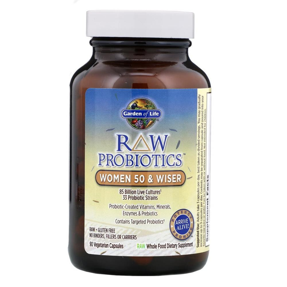 Garden of Life БАД Пробіотики для жінок старше 50, Probiotics Women, , сирі, 90 вегетаріанських капсул - зображення 1