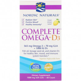   Nordic Naturals БАД Омега 3 6 9 + Д3, Complete Omega-D3, , 1000 мг, 60 капсул