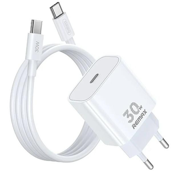 REMAX RP-U71 Charger Figen Series 30W GaN White Type-C-Type-C cable - зображення 1