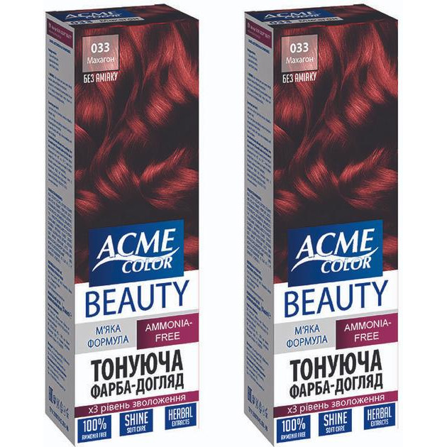 Acme color Упаковка гель-фарби  Beauty № 033 Махагон 69 г х 2 шт (ROZ6400230614) - зображення 1