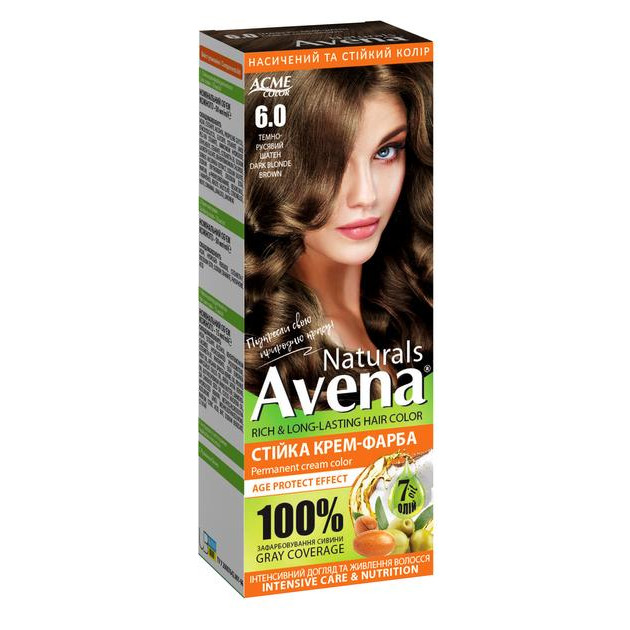 AVENA Стійка крем-фарба для волосся  Naturals 6.0 Dark Blonde Brown 115 мл (4823115503138) - зображення 1