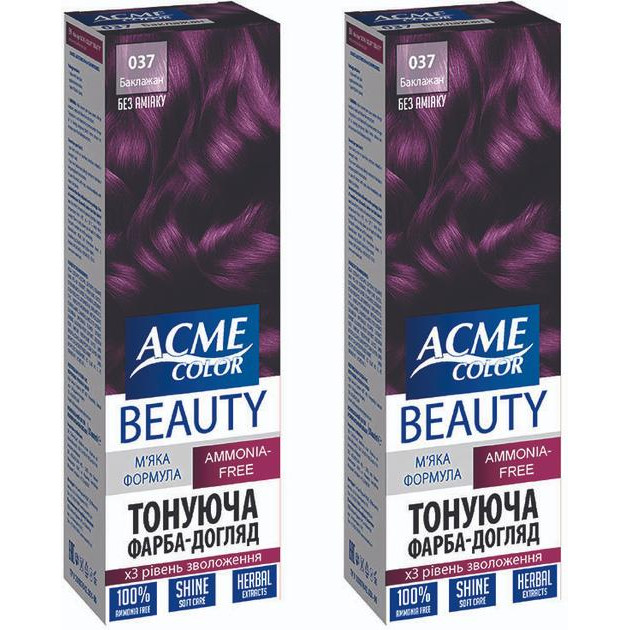 Acme color Упаковка гель-фарби  Beauty № 037 Баклажан 69 г х 2 шт (ROZ6400230613) - зображення 1