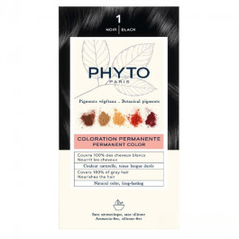   Phyto Стойкая крем-краска для волос  Phytocolor Coloration Permanente 1 Черный, 112 мл