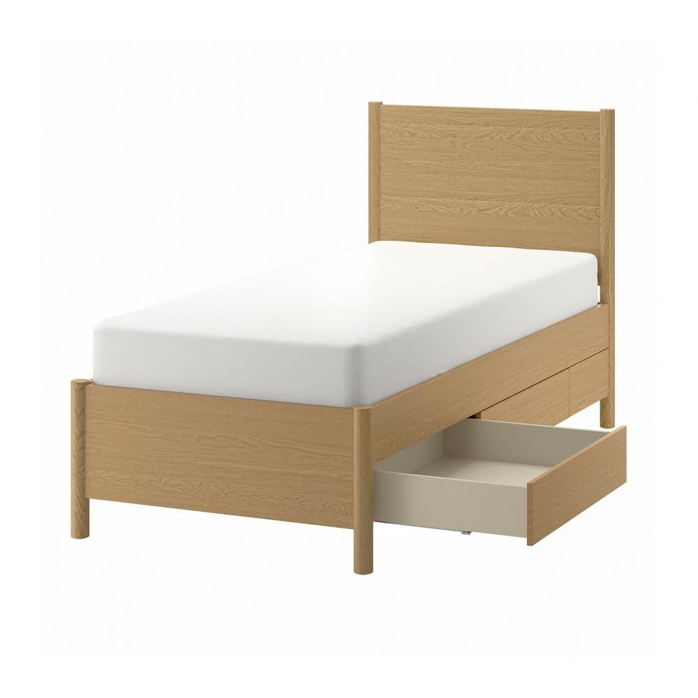 IKEA TONSTAD Каркас з ящиками дубовий шпон/LOnset 90х200 (694.966.68) - зображення 1