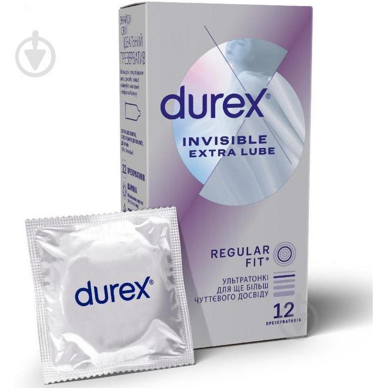 Durex Invisible Extra Lube 12 шт. (5052197057089) - зображення 1