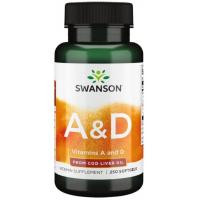   Swanson Vitamin A & D Вітаміни А та D 250 гелевих капсул