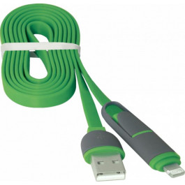   Defender USB10-03BP USB(AM)-MicroUSB+Lightning Green 1m (87489)