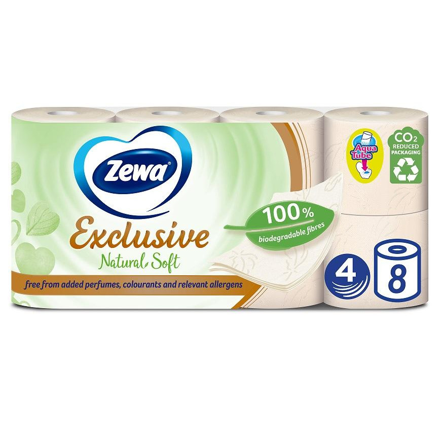 Zewa Туалетний папір  Exclusive Natural Soft, чотиришаровий, 8 рулонів (7322541361246) - зображення 1