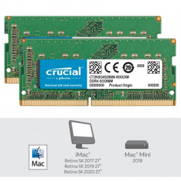   Crucial 16 GB (2x8GB) SO-DIMM DDR4 2666 MHz (CT2K8G4S266M)