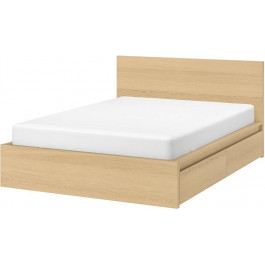   IKEA MALM Каркас высокий с 2 ящиками 160x200 okleina debowa и LEIRSUND основа под матрас (391.766.11)