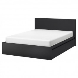   IKEA MALM Каркас высокий с 2 ящиками 140x200 czarnobraz и LONSET основа под матрас (091.763.06)