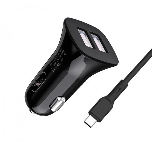 SkyDolphin SZ18T (2USB, 3.4A) Black + USB Type-C (AZP-000100) - зображення 1