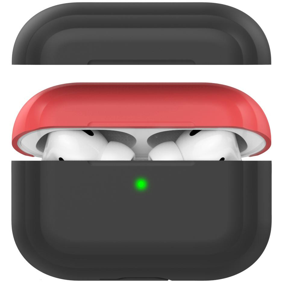 AHASTYLE Двухцветный cиликоновый чехол  для Apple AirPods Pro Black Red (AHA-0P200-BBR) - зображення 1