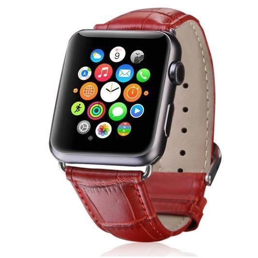 HiC Ремінець  for Apple Watch 45/44/42mm - Crocodail Leather Loop Band Dark Red - зображення 1