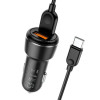 Borofone BZ17 Core dual port QC3.0 car charger set Type-C (BZ17C) - зображення 1