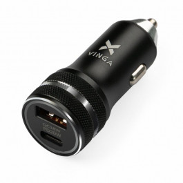   Vinga PD+QC3.0 Quick Car Charger Aluminium 36W Black (VCCQPAC)